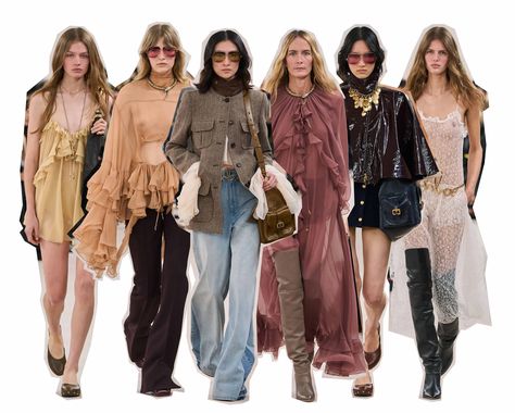 Chloé Fall 2024: boho chic is BACK FOR GOOD! Chloe Boho Chic, Chloe Winter 2024, Chloe Boho Style, Chloe 2024 Fall, Boho Style 2024, 2024 2025 Fashion Trends, Boho Chic Winter Outfits, Boho Chic Outfits Fall, Chloe Aesthetic