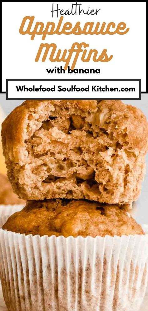 Low Cholesterol Banana Recipes, Banana Muffins Made With Applesauce, No Sugar Banana Recipes, Applesauce Desserts Healthy, Low Cholesterol Muffins, Low Cholesterol Banana Muffins, Keto Applesauce Muffins, Healthy Banana Muffins With Applesauce, No Sugar Banana Muffins