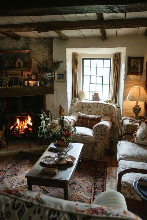 British Cottage Interior, Cosy Cottage Living Room, Cottage House Interior, English Cottage Interiors, Cottagecore Living, Let There Be Light, Casa Country, Cottage Living Rooms, Cottage Interior