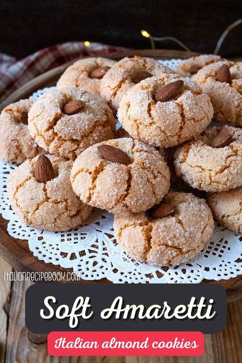 Amaretti cookies are a type of traditional Italian almond cookies. They are soft inside and a little crisp outside, moderately sweet with a pleasant hint of bitterness which is sets them apart from any other almond cookies out there. Soft Amaretti Cookies, Chewy Almond Cookies, Soft Almond Cookies, Amaretti Cookie Recipe, Amaretti Biscuits, Italian Butter Cookies, Italian Almond Cookies, Almond Meal Cookies, Amaretti Cookies