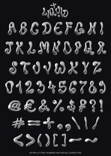 3d Iridescent, Heavy Metal Font, Black Metal Font, Baddie Things, Punk Typography, Liquid Typography, Font Styles Alphabet, Font Wallpaper, Cool Fonts Alphabet