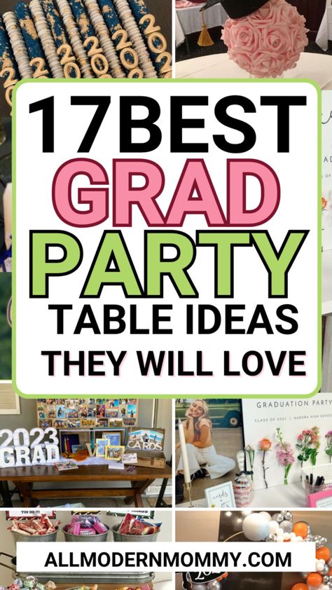 17 Grad Party Table Display Ideas: Let's Get Creative! Cupcake Table Display Graduation, Graduation Party Table Decorations Ideas, Graduate Display Table Ideas, Boy Graduation Table Decorations, Graduation Table Display Ideas, Grad Tables Ideas, Graduation Photo Table Ideas, Grad Table Display Ideas, Graduation Party Table Set Up Ideas