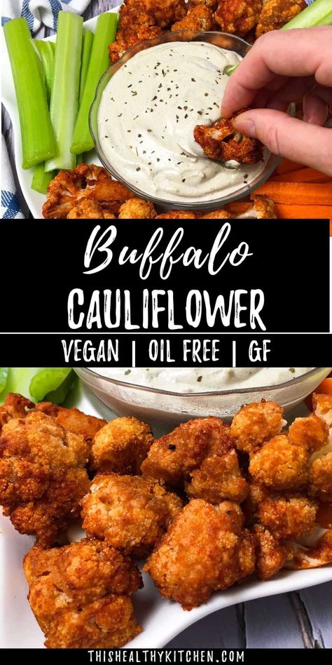 This Healthy Kitchen, Healthy Crispy Cauliflower, Cauliflower Baked Recipes, Gf Cauliflower Wings, Califlower Recipes Gluten Free, Air Fry Cauliflower Wings, Veggie Air Fryer Recipes Healthy, Coliflower Air Fryer Recipes, Califlower Recipes Air Fryer Wings