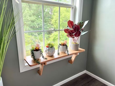 Shelves of Various Sizes_oak Window Shelf_sturdy-safe Support Legs_installed-removed 1 Minute_no Tools Nails_plant Shelf_flower Herb Shelf - Etsy Plant Table Indoor Window, Shelf Under Window, Herb Shelf, Long Wood Box, Window Sill Shelf, Window Herb Garden, Window Plant Shelf, Shelf Flower, Oak Windows