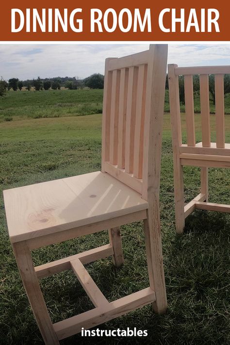 How To Build A Chair Step By Step, Diy Wood Chairs Dining Rooms, How To Make A Wooden Chair, Build Dining Chairs, Diy Table Chairs, Diy Kitchen Chairs How To Build, Diy Chair Plans, Simple Wood Chair Diy, Diy Farmhouse Chairs