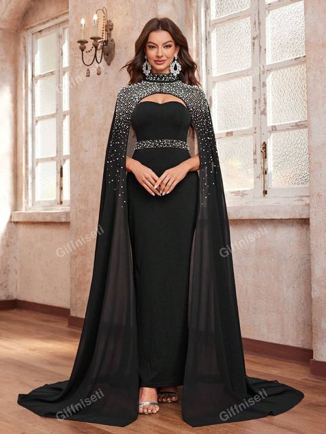 Giffniseti Women's Rhinestone & Beaded Stand Collar Halter Shawl For Parties, Evening GownsI discovered amazing products on SHEIN.com, come check them out! Classy Evening Dress, Affordable Formal Dresses, Plus Size Evening Gown, Classy Prom Dresses, Fancy Dresses Long, Short Gowns, Womens Prom Dresses, Plus Size Formal Dresses, Black Wedding Dresses