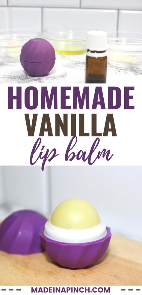 Say 'goodbye' to dry, chapped lips, and say 'hello' to soft, sensual lips! This homemade vanilla lip balm (also called vanilla chapstick) is super simple to make! Plus, you'll save a ton of money making natural DIY vanilla lip balm over buying natural options from the store. Home Made Chapstick, Vanilla Chapstick, Chapstick Diy, Diy Chapstick, Vanilla Diy, Chapstick Recipe, Diy Vanilla, Homemade Lip Balm Recipe, Homemade Lotions