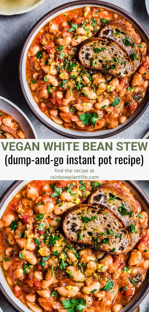 Vegan Crockpot Meals Easy, Gluten Free Vegan Crockpot Meals, Vegan Dinner One Pot, Easy Vegan Gluten Free Meals, Vegan Soup Recipes Instant Pot, Instapot Beans Recipe, Instant Pot Recipes Beans, Meat Free Soup Recipes, Easy Vegan Bean Recipes