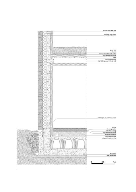 Stone House Plans, Technical Architecture, Construction Details Architecture, Wall Section Detail, Detail Drawing, Concept Models Architecture, Concrete Facade, Interior Design Drawings, Stone Facade