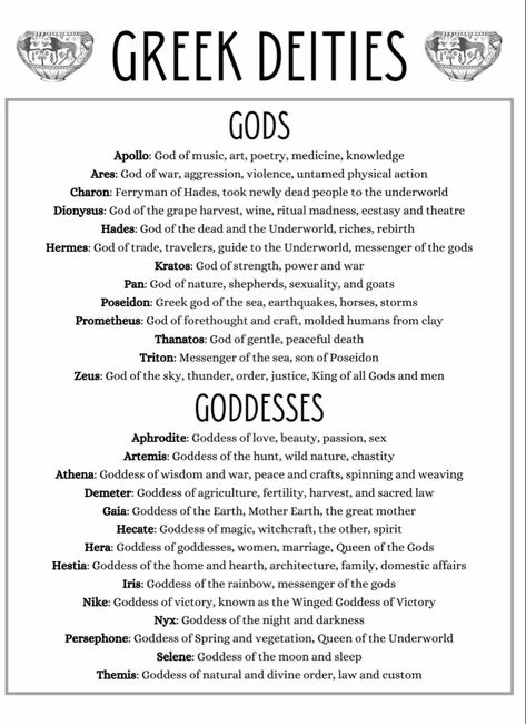 Gods From Different Cultures, Greek Gods And Their Meanings, Greek Gods Chart, Goddesses And Their Meanings, Types Of Gods And Goddesses, Wiccan Dieties Gods And Goddesses, Greek Mythology Women Names, All Greek Gods And Goddesses Names, Greek Mythology History