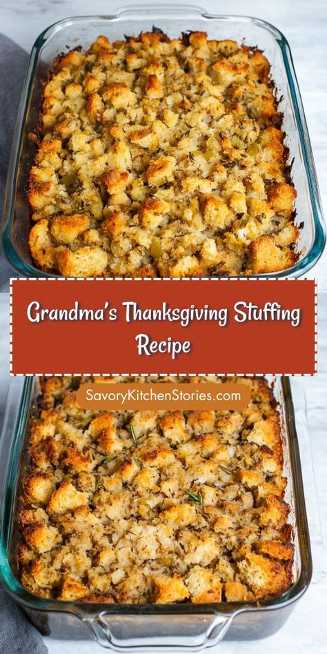 What if you could bring a touch of nostalgia to your Thanksgiving table? Grandma’s Stuffing Recipe is a heartwarming dish that brings everyone together. By adding this recipe to your Thanksgiving Recipes, you’ll always have a go-to for family gatherings. Save it now and make your next holiday unforgettable! Stuffing Patties Thanksgiving, Crunchy Stuffing Thanksgiving, How To Make Turkey Stuffing, Grandmas Thanksgiving Stuffing, Stuffing Recipes No Celery, Paula Dean Stuffing Recipe, Stuffing In Bundt Pan, Friendsgiving Sides Easy, Thanksgiving Stuffing Casserole