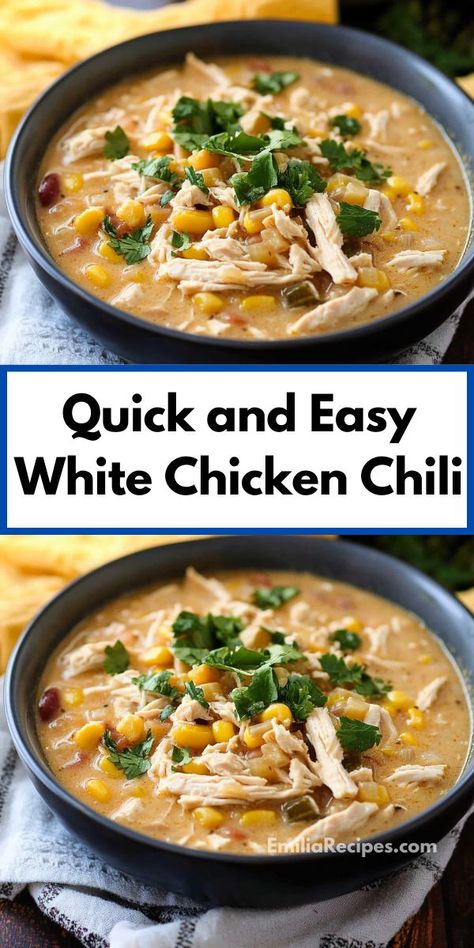 Want a white chicken chili slow cooker recipe? This quick and easy version is perfect! A simple chili recipe that’s great for chicken crockpot recipes or instant pot cooking, it’s sure to become a favorite. Best White Chicken Chili Recipe, Easy White Chicken Chili, Easy Chicken Chili, White Chicken Chili Slow Cooker, White Chicken Chili Recipe, Chicken Chili Crockpot, White Bean Chicken Chili, Slow Cooker Chicken Chili, Creamy White Chicken Chili