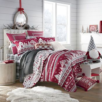 Quilts & Bedspreads for Sale | Bedspread Sets | JCPenney Christmas Bedding, Coverlet Bedding, Holiday Vibes, Christmas Bedroom, Christmas Style, Christmas Quilt, Quilt Set, Reversible Quilt, Neutral Decor