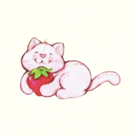 Strawberry Shortcake App Icon, Strawberry Shortcake Aesthetic, Cat Widget, Shortcake Aesthetic, Strawberry Drawing, Strawberry Cat, Berry Shortcake, Strawberry Shortcake Cartoon, Strawberry Shortcake Characters