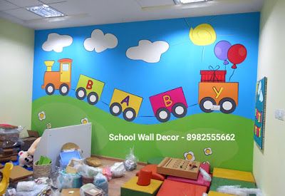 PLAY SCHOOL WALL PAINTING,Nursery School Wall Painting Artist,School Cartoon Painting Works: School Cartoon Wall Painting,School Wall Paintings... Wall Painting Nursery, Classroom Walls Paint, Play School Wall Painting, School Wall Art Ideas, School Wall Painting, School Wall Decoration, Playroom Mural, Cartoon Wall Painting, Nursery Wall Painting