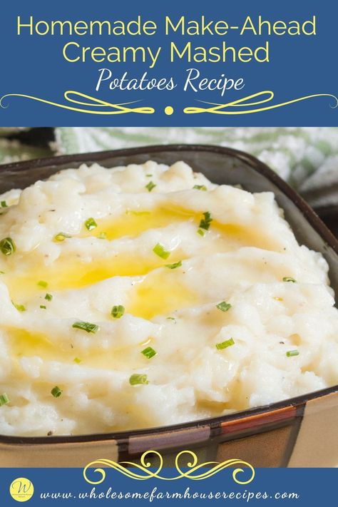 Make these incredibly Make-Ahead Creamy Mashed Potatoes in advance, preparing them up to two days before and easily reheating them in the Thanksgiving Mashed Potatoes Recipe, Russet Mashed Potatoes, Best Mashed Potatoes Ever, Frozen Mashed Potatoes, Reheat Mashed Potatoes, Cooking Mashed Potatoes, Mashed Potatoes Recipe Easy, Mashed Potatoes Thanksgiving, Make Ahead Mashed Potatoes