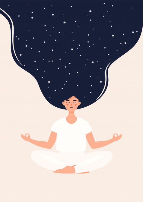 Illustration of woman is meditating in l... | Premium Vector #Freepik #vector #woman #character #cartoon #yoga Positivity Illustration Art, Meditation Drawing Illustrations, Women Power Illustration, Illustration In Illustrator, Yoga Cartoon Illustration, Power Woman Illustration Art, Yoga Drawing Illustrations, Meditate Illustration, Meditation Illustration Art