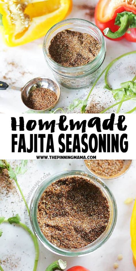 Homemade Fajita Seasoning Mix {Paleo, Whole30 Compliant} • The Pinning Mama Baked Fajitas, Homemade Fajitas, Fajita Seasoning Recipe, Fajita Seasoning Mix, Homemade Dry Mixes, Homemade Fajita Seasoning, Seasoned Veggies, Spice Mix Recipes, Homemade Spice Blends