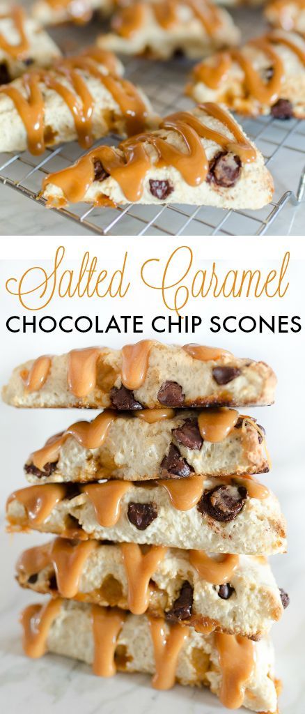 Salted Caramel Chocolate Chip Scone Recipe Salted Caramel Scones Recipes For, Salted Caramel Scones, Caramel Scones, Scone Recipes, Pane Dolce, Scones Recipe, Salted Caramel Chocolate, Caramel Chocolate, Crumpets