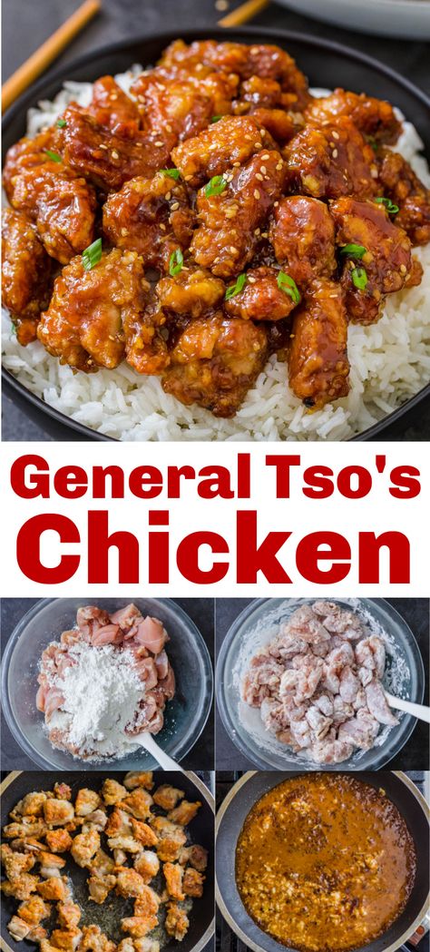 Asian Chicken Dishes For Dinner, General Tso Chicken And Rice, Tso General Chicken Recipe, Chicken General Tao Recipe, General Chicken Sauce, General Chow Chicken, Thai Express General Thai Chicken, Homemade Chinese Food Recipes Chicken General Tso, Easy Chicken Recipes Asian