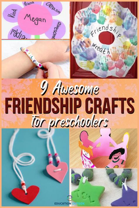 Friendship Art Ideas For Preschoolers, Friendship Art And Craft Preschool, Frienship Crafts Kids, Friendship Chain Craft, Friends Art Activities Preschool, Making Friends Art Preschool, Friends Activity Preschool, All About My Friends Preschool, Friendship Themed Crafts