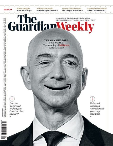 Coverjunkie | Guardian Weekly (uk) - Coverjunkie Adam Curtis, Man Who Sold The World, Taylor Greene, News Magazine, Jeff Bezos, Important News, Machine Learning Models, Magazine Covers, Digital Magazine