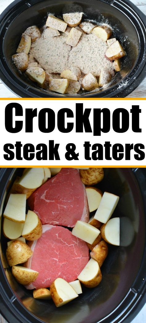 Meals In A Crockpot Dinners, Healthy Crockpot Meals For One, Steaks In Crockpot Slow Cooker, Steak And Potatoes Crockpot Easy Recipes, Beef Tenderloin Steak Recipes Crockpot, Filet Crockpot Recipes, Throw In Crockpot Meals, Crock Pot Recipes Steak, Crockpot Recipes With Steak Meat