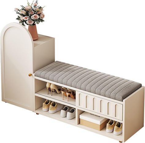 Amazon.com: HUHJYUGE Shoe Cabinet Bench with Doors, Modern Stable Shoe Storage Organizer for Entryway, Multifunctional Shoe Rack Shelf with Cushion Easy Assembly, for Living Room, Hallway : Home & Kitchen Shoe Cabinet Bench, Bench With Doors, Shoe Storage Cabinet Entryway, Shoe Rack Shelf, Cabinet Bench, Entrance Console, Modern Shoe Rack, Shoe Cabinet Entryway, Storage Bench With Cushion