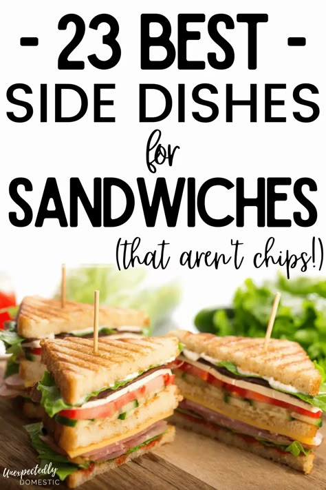 The BEST sides for sandwiches! These delicious side dishes will give you tons of ideas for what to serve with sandwiches for lunch, dinner, or a party. What To Serve With Sandwiches, Side Dishes For Sandwiches, Sides For Sandwiches, Best Sides, Delicious Side Dishes, Lunch Sides, Delicious Sides, Sandwich Sides, Cafeteria Food