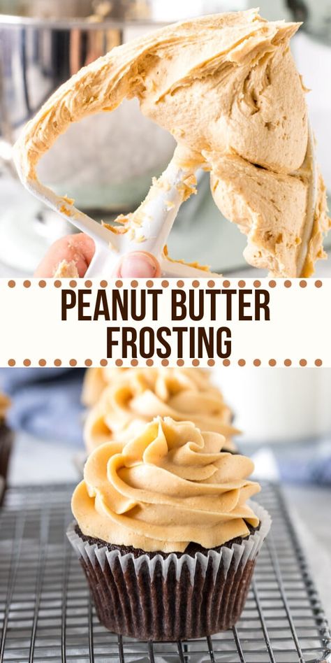 This peanut butter frosting is thick, creamy & filled with peanut butter goodness.  It's an easy buttercream recipe that's perfect for cupcakes, brownies, birthday cake or anything that goes with peanut butter! #peanutbutter #frosting #buttercream #cupcakes #cake #easy from Just So Tasty Peanut Butter Buttercream Frosting, Peanut Butter Frosting Recipe, Frosting Buttercream, Peanut Butter Buttercream, Frosting Recipes Easy, Cake Frosting Recipe, Buttercream Cupcakes, Lost 100 Pounds, Peanut Butter Frosting