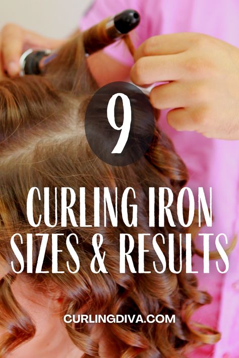 What size curling iron do I need? If you find yourself asking that question, know that the size you choose will depend on your hair length (whether you've got short, long or medium-length hair) and how loose or tight you want your curls to be. In this post, we've got a quick summary of the different sizes that vary from 3/8 inch (9mm) to 2 inches (50mm) and which one is best for what type of hair and what type of curl. Read on and be informed! Different Curling Iron Sizes, Types Of Curling Iron Curls, Cute Curled Hairstyles For Medium Hair Shoulder Length, .75 Inch Curling Iron Curls, Different Types Of Hair Curls, Different Size Curling Irons, Curling Iron Sizes And Curls, Best Size Curling Iron For Waves, Small Barrel Curling Iron Hairstyles