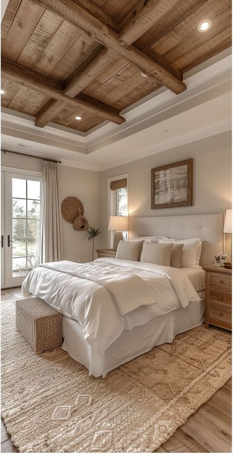 Bright Neutral Bedroom Ideas, Dream Home Design Farmhouse, Dream Master Room, Large Guest Bedroom Ideas, Large Bedroom Window Ideas, Downstairs Bedroom Ideas, Two Rooms In One Bedroom, Barndo Bedroom Ideas, Modern Western Home Decor Bedroom