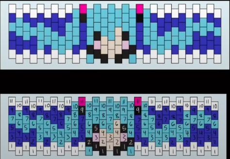 Kandi Cuff Template, How To Make Kandi Bracelets Cuffs, Miku Kandi Pattern, Rotating Kandi Cuff Tutorial, Kandi Bracelets Patterns How To Make, Kandi Bracelets Ideas Pony Beads, Kandi Patterns Templates With Numbers, Kandi Cuffs Patterns, Cute Kandi Ideas