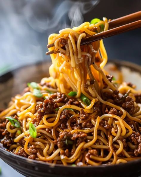 This Mongolian Beef Noodle Stir-Fry combines the rich flavors of hoisin and soy sauce with the heartiness of ground beef and the delightful texture of linguine noodles. It’s a savory ... Read more Stir Fry Noodles Recipe, Beef Noodle Stir Fry, Beef Stir Fry Recipes, Mongolian Beef Recipes, Asian Noodle Recipes, Asian Beef, Mongolian Beef, Fried Beef, Ramen Recipes