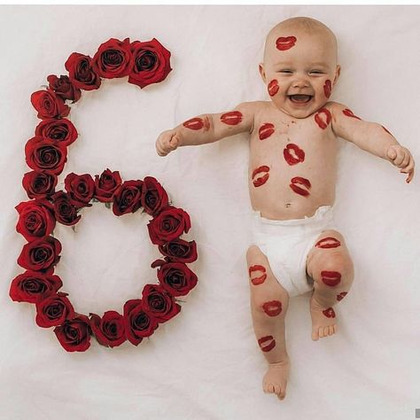 Baby Boy Valentine Pictures, Valentines Baby Photoshoot, Boy Photo Ideas, 6 Month Baby Picture Ideas Boy, Valentines Baby Photos, Photo Bb, 6 Month Baby Picture Ideas, Roses Valentines Day, Baby Milestones Pictures