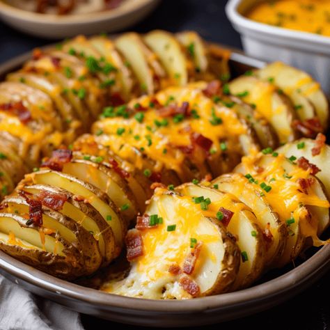 SLICED BAKED POTATOES - Life with Susan Oven Baked Sliced Potatoes, Sliced Baked Potatoes, Baked Potato Slices, Potatoe Recipes, Parmesan Potato, Potato Stacks, Potatoes In Oven, Potato Slices, Baked Potato Recipes