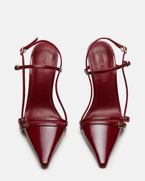 4 Inches Heels, Heels Steve Madden, Burgundy Pointed Toe Heels For Party, Formal Burgundy Pointed Toe Heels, Sleek Red Pointed Toe Heels, Classic Burgundy Pointed Toe Heels, Wine Heels, Burgundy Shoes Outfit, Vintage Red Pointed Toe Heels