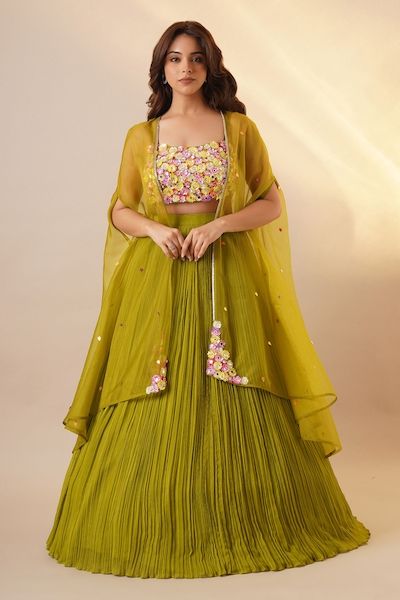 Buy Maroon Organza And Georgette Embroidery Cape & Waistband Lehenga Set For Women by Ridhima Bhasin Online at Aza Fashions. Patchwork Lehenga, Cape Lehenga, Ridhima Bhasin, Jacket Lehenga, Embroidered Bustier, Garba Dress, Satin Embroidery, Anarkali Lehenga, Blue Cape