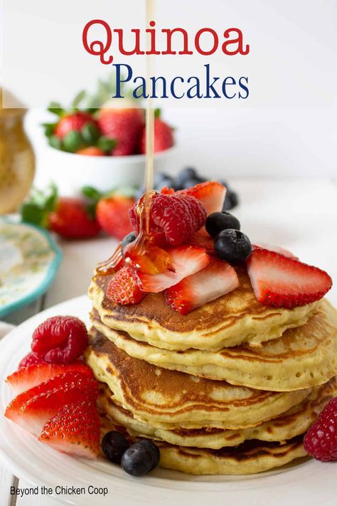 Homemade Quinoa Pancakes are delicious pancakes with cooked quinoa added to the batter. The quinoa gives these pancakes extra protein, fiber and other nutrients. Perfect for weekend breakfast. Breakfast Casserole Vegetarian, Casserole Vegetarian, Quinoa Pancakes, Savory Cakes, Pancake Calories, Cooked Quinoa, Extra Protein, Homemade Pancakes, Pancakes Healthy