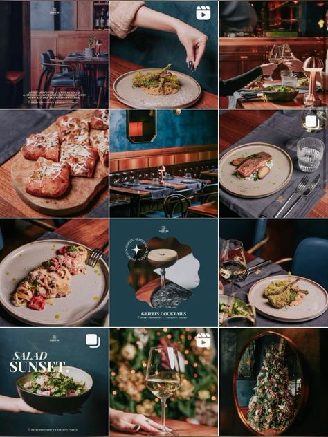 is a visually appealing and easy-to-use way to discover new restaurants. With its unique grid layout, you can quickly browse through restaurants by cuisine, location, and price #Bar_Instagram_Feed #Business_Ads #Instagram_Grid #Google_Business Instagram Post Ideas Restaurant, Restaurant Feed Design, Restaurant Instagram Feed Design, Catering Instagram Feed, Restaurant Instagram Post Ideas, Restaurant Content Ideas For Instagram, Bar Content Ideas, Restaurant Instagram Ideas, Restaurant Post Ideas