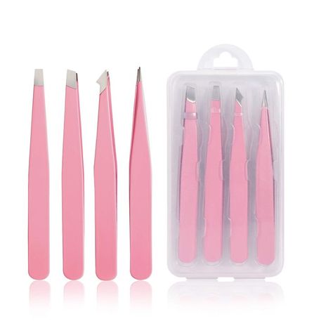 Tirdkid Tweezers Set 4-piece, Professional Stainless Steel Tweezers, Precision Tweezers for Eyebrows, Facial Hair, Ingrown Ha Eyebrow Tools, Plucking Eyebrows, Interlocking Foam Tiles, Tweezers Eyebrows, Transparent Box, Magnetic Eyelashes, Unwanted Hair, Beauty Tool, Ingrown Hair