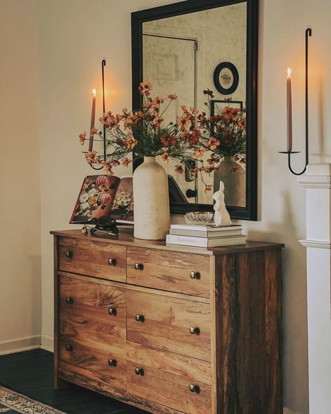 First impressions matter. Design a beautiful entryway to welcome spring and your guests. 🌷 Click to shop the River Ranch® dresser or see link in bio. Photo Credit: @athomewith_grace #entryway #entrywayideas #entrywaydecor #entrywaytable #entrywaybench #entrywaydesign #dresser #dressers #dresseragam #dresserdecor #dressermakeover #storage #storagesolutions #bedroom #bedroomideas #bedroominspo #bedroomdecor #bedroomdesign Entrance Dresser Decor, Entryway Ideas With Dresser, Dresser Decor Under Window, Entryway Dresser Ideas, Hallway Dresser Ideas, Vintage Dresser Entryway, Dresser Entry Table, Dresser Runner Ideas Bedroom, Dresser Vignette Bedroom