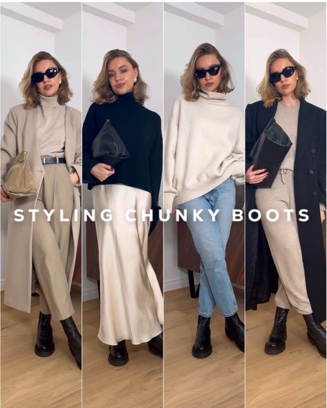 High-Neck Wool Jumper curated on LTK Chunky Boots Outfit Fall, Chunky Boot Outfits, Chunky Boots Outfit Winter, Lydia Tomlinson Outfits, Chunky Boot Outfit, How To Style Chunky Boots, Style Chunky Boots, Styling Chunky Boots, Dc Martens