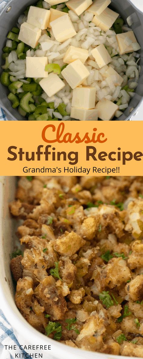 Best Homemade Stuffing Thanksgiving, Homade Stuffing For Thanksgiving, In Turkey Stuffing Recipes, Stuffing Oven Baked, Grandma’s Thanksgiving Stuffing Recipe, Stuffing Easy Thanksgiving, How To Make Homemade Stuffing For Thanksgiving, Grandmas Dressing Recipe, Stuffing Recipes For Turkey