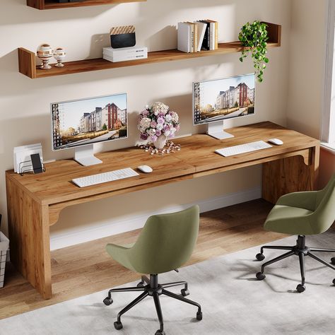 70.87” Extra Long Computer Desk, 2 Person Desk for Home Office - Bed Bath & Beyond - 41024944 Long Wooden Desk, Long Computer Desk, 2 Person Desk, Large Writing Desk, Desk For Two, Two Person Desk, Living Apartment, Large Computer Desk, Desk For Home Office