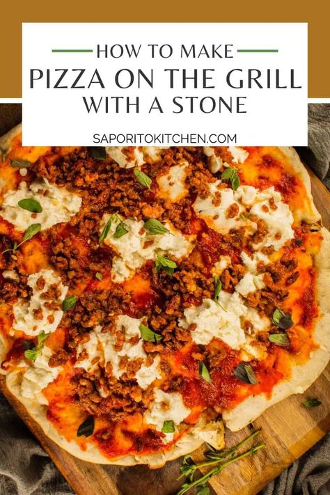 Pizza Stone Recipes, Pizza Night At Home, Cooking Homemade Pizza, Grilled Pizza Dough, Grilling Pizza, Pizza On The Grill, Grilled Pizza Recipes, Pizza Oven Recipes, Best Pizza Dough