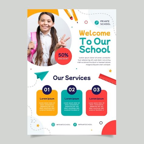 Academy Poster Design Ideas, School Leaflet Design, Graphic Design School Poster, Timeline Kindergarten, Poster Design Inspiration School, Educational Poster Design Inspiration, Language Poster Design, Poster Design Education, Information Poster Design