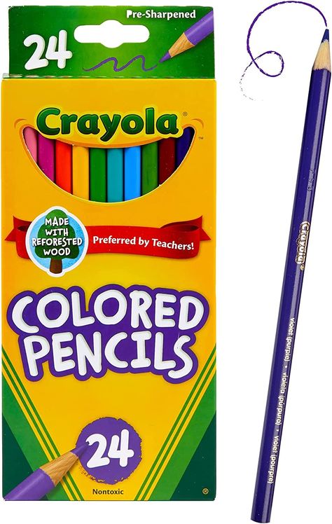 Colored Pencils Aesthetic, Simple School Supplies, Purple Stationary, 6th Grade School Supplies, Mochila Aesthetic, Crayola Pencils, Middle School Supplies, Back To School List, School Suplies