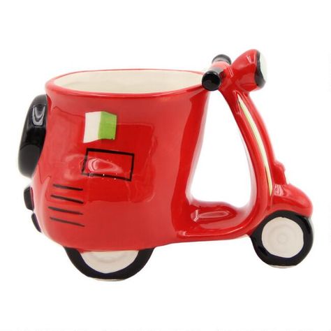 Red Vespa Figural Mug | World Market Cup Clay, Red Vespa, Cerámica Ideas, Tanah Liat, Pretty Mugs, Red Mug, Italian Flag, Mug Art, Pottery Planters