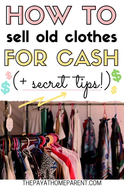 Sell clothes online for extra cash. Best places to turn your clothes into cash. Make money online with this side hustle. Sell used clothing out of your closet or profit from buying and selling second hand clothes with this guide to sell clothes online! #sidehustle #makemoney #sidehustles Selling Used Clothes Online, How To Sell Clothes, Sell Old Clothes, Selling Used Clothes, Selling Clothes Online, Reselling Clothes, Selling Stuff, Preloved Clothes, Where To Sell